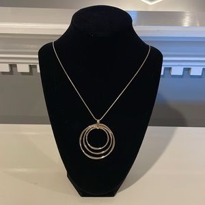 Triple, movable circle gold elongated necklace